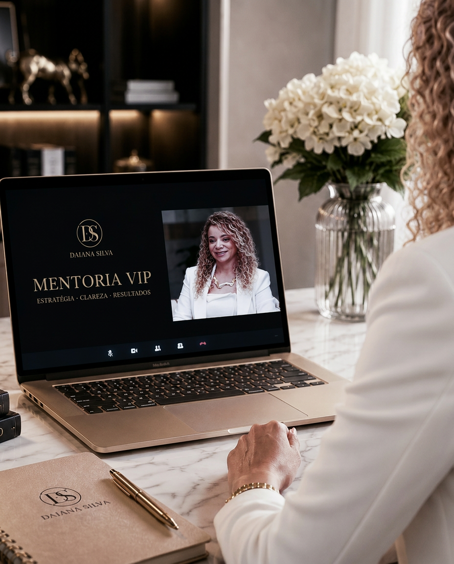 Apresentação da Mentoria VIP Daiana Silva em uma reunião virtual